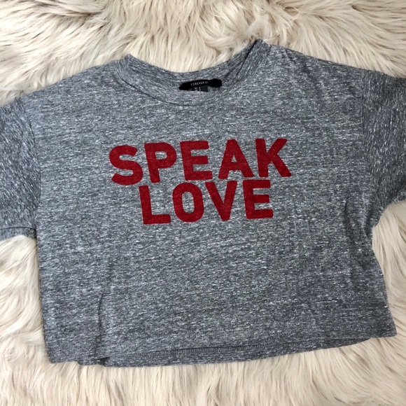 Forever 21 Tops - Speak Love Cropped Shirt